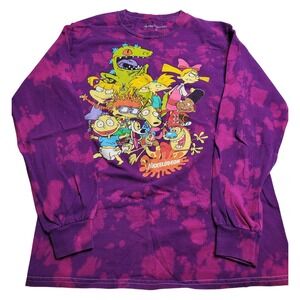 Nickelodeon Character Long Sleeve T-Shirt Tie-Dye Adult Small Rugrats Hey Arnold